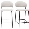 Tabourets de bar en tissu effet velours texturé beige H64 cm (lot de 2) BENTA