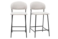 Tabourets de bar en tissu effet velours texturé beige H64 cm (lot de 2) BENTA