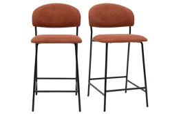 Tabourets de bar en tissu effet velours texturé terre brûlée H64 cm (lot de 2) BENTA