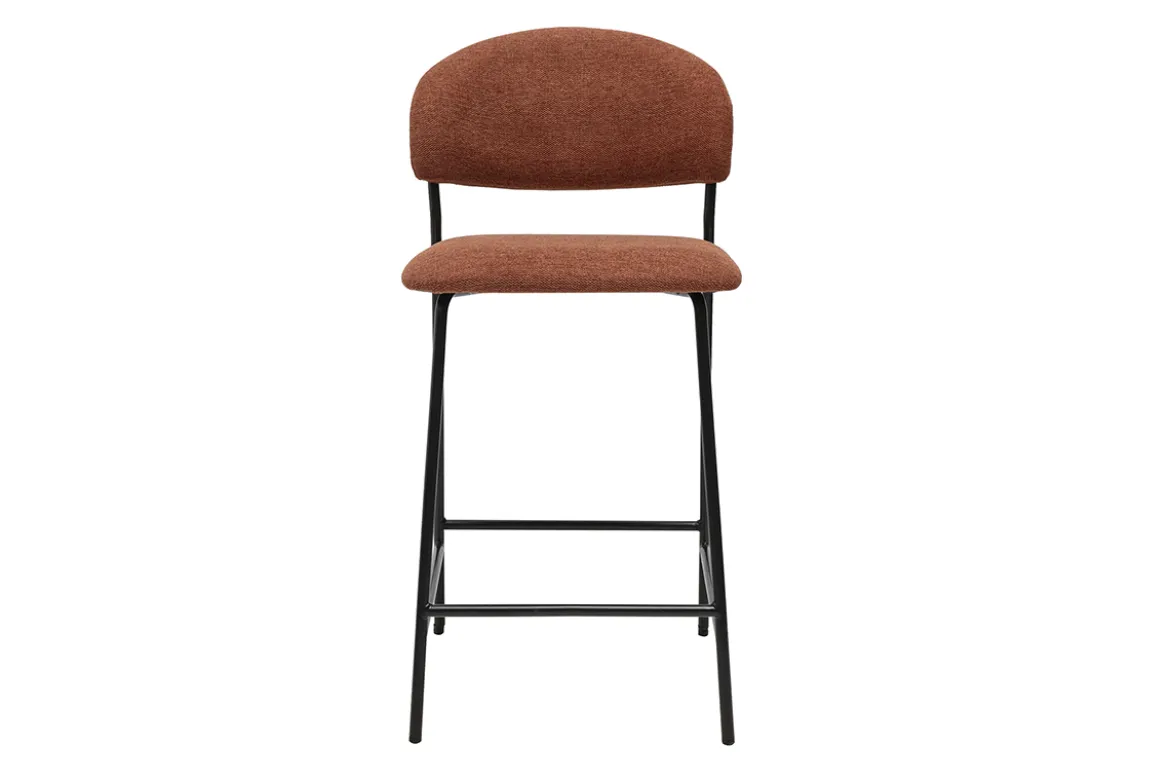 Tabourets de bar en tissu effet velours texturé terre brûlée H64 cm (lot de 2) BENTA