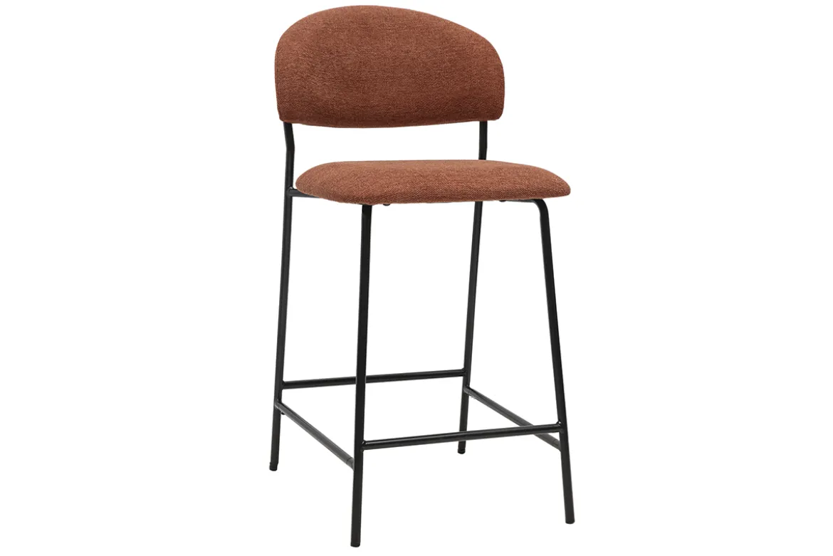Tabourets de bar en tissu effet velours texturé terre brûlée H64 cm (lot de 2) BENTA