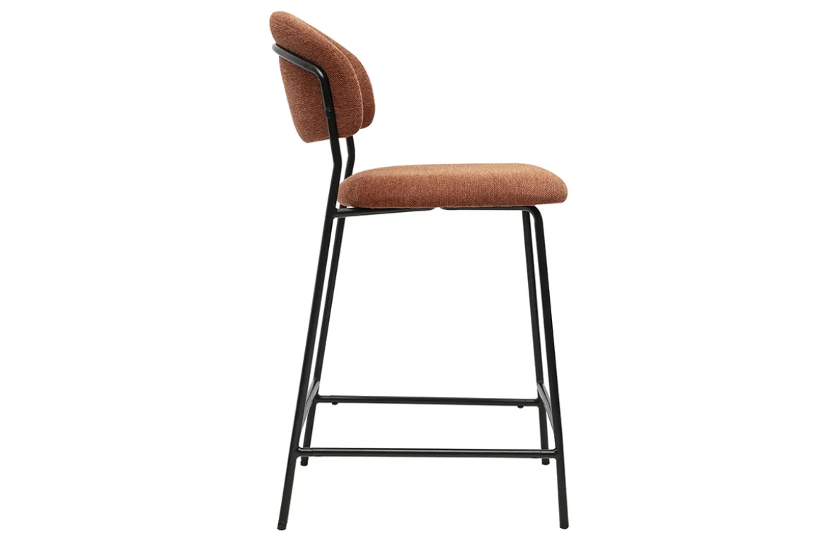 Tabourets de bar en tissu effet velours texturé terre brûlée H64 cm (lot de 2) BENTA