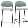 Tabourets de bar en tissu effet velours texturé vert céladon H64 cm (lot de 2) BENTA