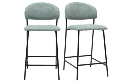 Tabourets de bar en tissu effet velours texturé vert céladon H64 cm (lot de 2) BENTA