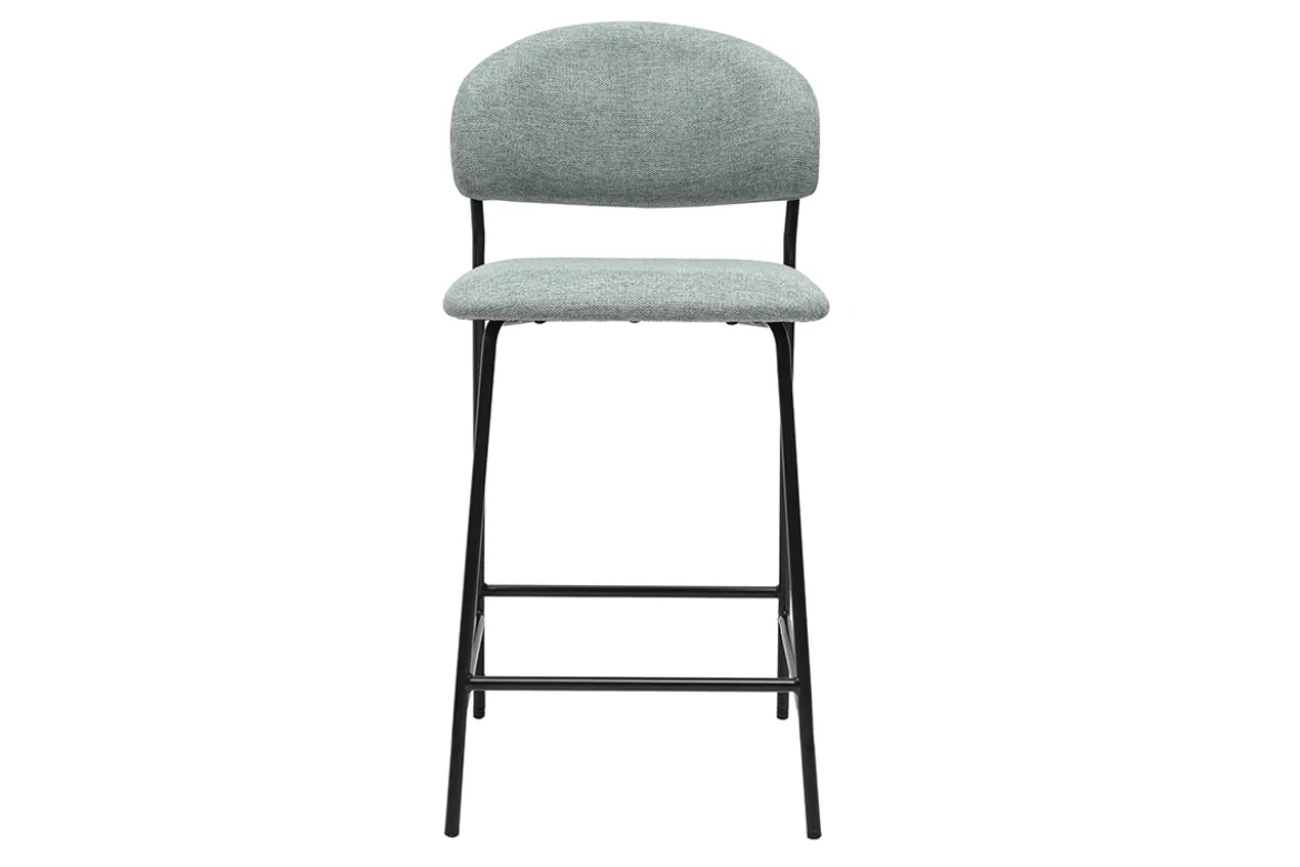 Tabourets de bar en tissu effet velours texturé vert céladon H64 cm (lot de 2) BENTA