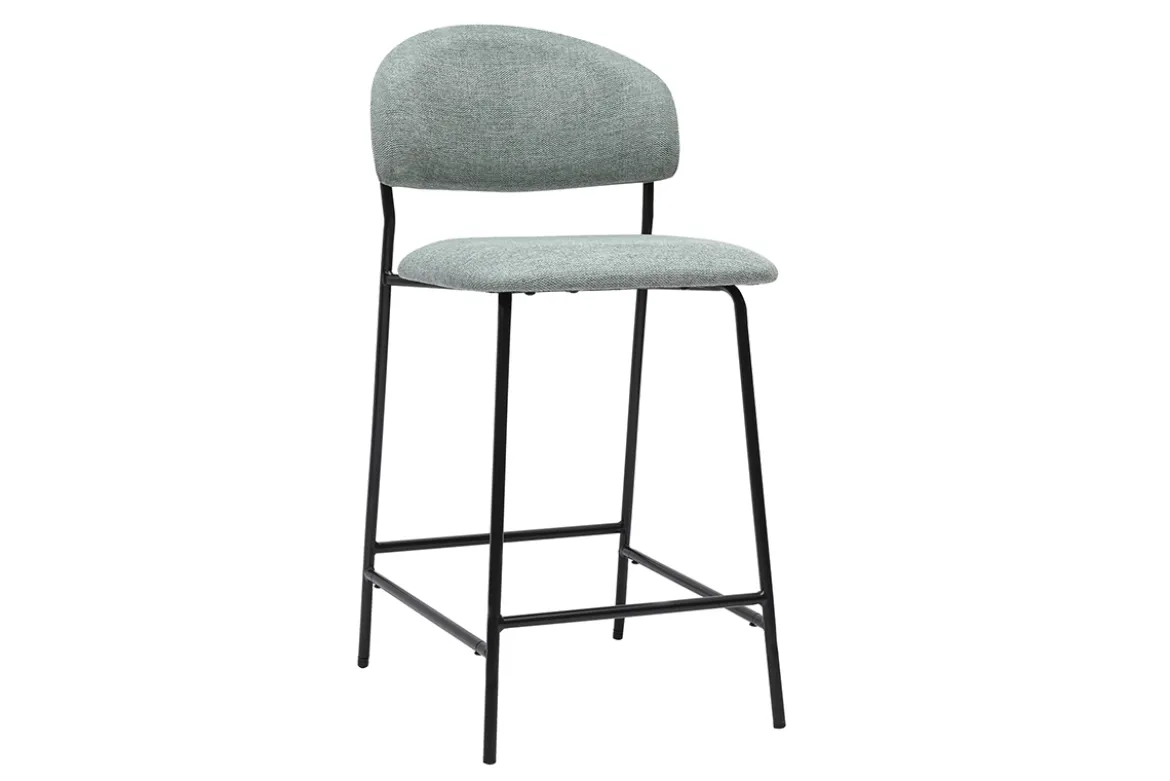 Tabourets de bar en tissu effet velours texturé vert céladon H64 cm (lot de 2) BENTA