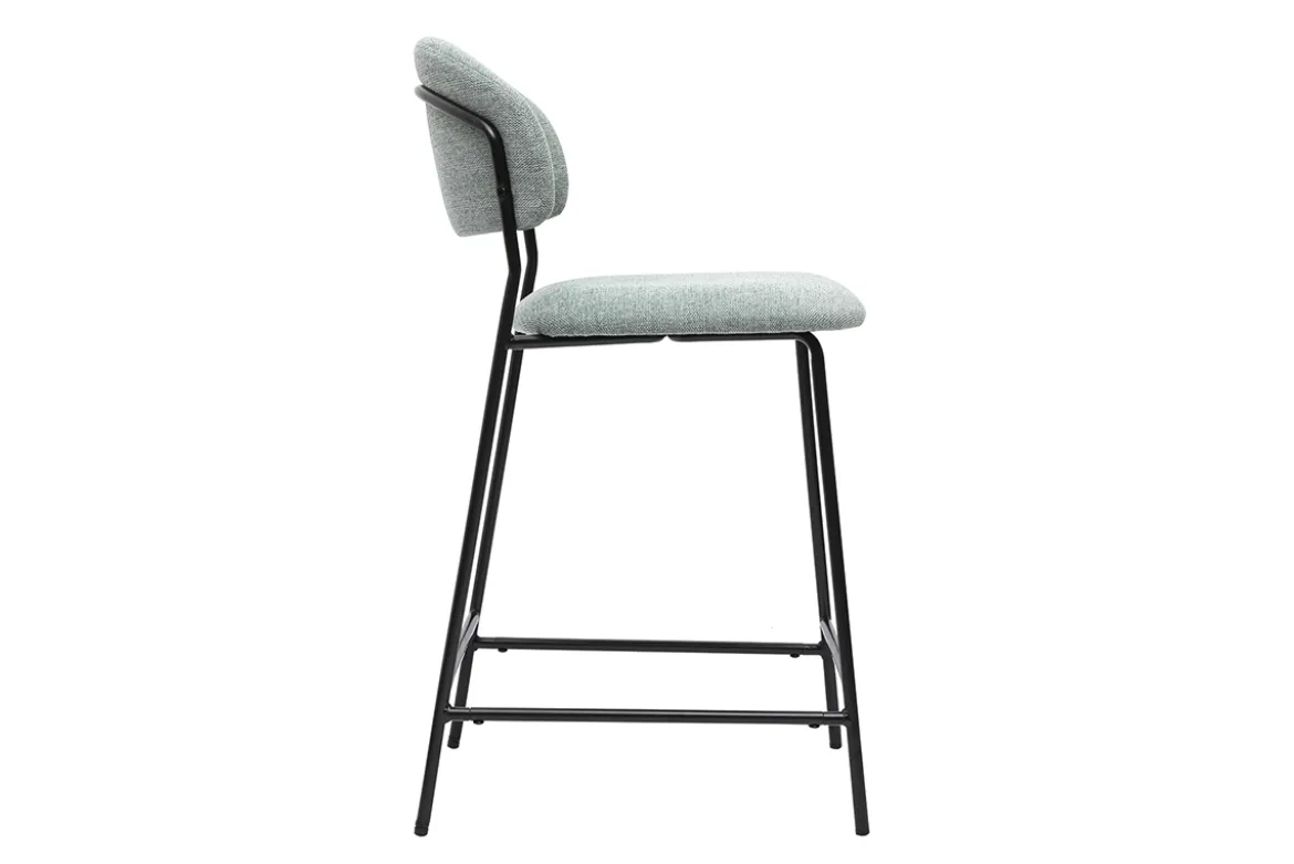 Tabourets de bar en tissu effet velours texturé vert céladon H64 cm (lot de 2) BENTA