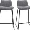 Tabourets de bar en tissu effet velours texturé gris et métal H65 (lot de 2) BOOST