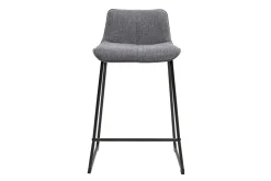 Tabourets de bar en tissu effet velours texturé gris et métal H65 (lot de 2) BOOST