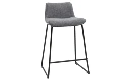 Tabourets de bar en tissu effet velours texturé gris et métal H65 (lot de 2) BOOST