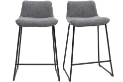 Tabourets de bar en tissu effet velours texturé gris et métal H65 (lot de 2) BOOST