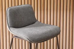 Tabourets de bar en tissu effet velours texturé gris et métal H65 (lot de 2) BOOST