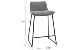 Tabourets de bar en tissu effet velours texturé gris et métal H65 (lot de 2) BOOST