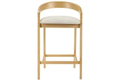 Tabourets de bar en tissu effet velours texturé beige et bois clair H68 cm (lot de 2) PULSO
