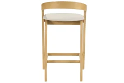 Tabourets de bar en tissu effet velours texturé beige et bois clair H68 cm (lot de 2) PULSO