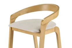 Tabourets de bar en tissu effet velours texturé beige et bois clair H68 cm (lot de 2) PULSO