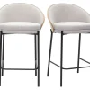 Tabourets de bar en tissu effet velours texturé beige, bois foncé et métal H65 cm (lot de 2) TUCSON