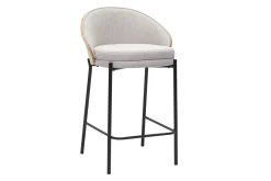 Tabourets de bar en tissu effet velours texturé beige, bois foncé et métal H65 cm (lot de 2) TUCSON