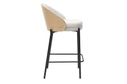 Tabourets de bar en tissu effet velours texturé beige, bois foncé et métal H65 cm (lot de 2) TUCSON