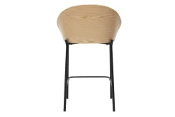 Tabourets de bar en tissu effet velours texturé beige, bois foncé et métal H65 cm (lot de 2) TUCSON