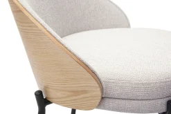 Tabourets de bar en tissu effet velours texturé beige, bois foncé et métal H65 cm (lot de 2) TUCSON