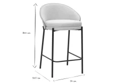 Tabourets de bar en tissu effet velours texturé beige, bois foncé et métal H65 cm (lot de 2) TUCSON