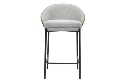 Tabourets de bar en tissu effet velours texturé gris, bois foncé et métal H65 cm (lot de 2) TUCSON
