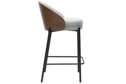 Tabourets de bar en tissu effet velours texturé gris, bois foncé et métal H65 cm (lot de 2) TUCSON