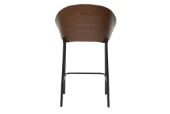 Tabourets de bar en tissu effet velours texturé gris, bois foncé et métal H65 cm (lot de 2) TUCSON