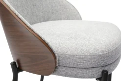 Tabourets de bar en tissu effet velours texturé gris, bois foncé et métal H65 cm (lot de 2) TUCSON