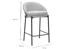 Tabourets de bar en tissu effet velours texturé gris, bois foncé et métal H65 cm (lot de 2) TUCSON