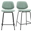 Tabourets de bar en tissu effet velours texturé vert céladon et métal H66.5 cm BARNET (lot de 2)