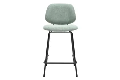 Tabourets de bar en tissu effet velours texturé vert céladon et métal H66.5 cm BARNET (lot de 2)