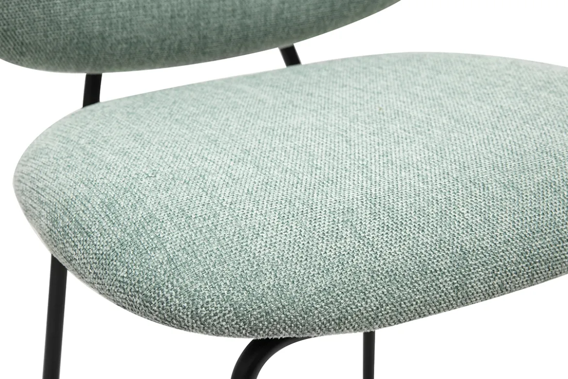 Tabourets de bar en tissu effet velours texturé vert céladon et métal H66.5 cm BARNET (lot de 2)