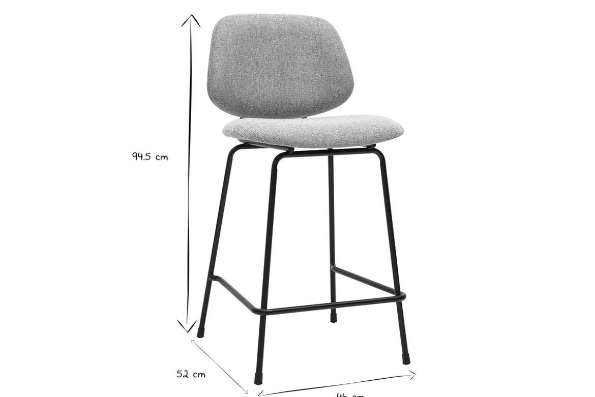 Tabourets de bar en tissu effet velours texturé vert céladon et métal H66.5 cm BARNET (lot de 2)