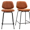 Tabourets de bar en tissu effet velours texturé terre brûlée et métal H66.5 cm BARNET (lot de 2)