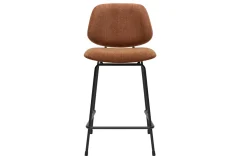 Tabourets de bar en tissu effet velours texturé terre brûlée et métal H66.5 cm BARNET (lot de 2)