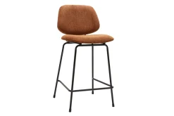 Tabourets de bar en tissu effet velours texturé terre brûlée et métal H66.5 cm BARNET (lot de 2)