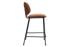 Tabourets de bar en tissu effet velours texturé terre brûlée et métal H66.5 cm BARNET (lot de 2)