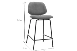 Tabourets de bar en tissu effet velours texturé terre brûlée et métal H66.5 cm BARNET (lot de 2)
