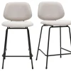 Tabourets de bar en tissu effet velours texturé beige et métal H66.5 cm BARNET (lot de 2)