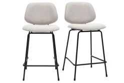 Tabourets de bar en tissu effet velours texturé beige et métal H66.5 cm BARNET (lot de 2)