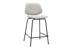 Tabourets de bar en tissu effet velours texturé beige et métal H66.5 cm BARNET (lot de 2)