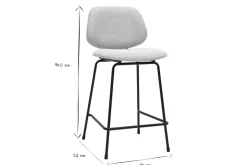 Tabourets de bar en tissu effet velours texturé beige et métal H66.5 cm BARNET (lot de 2)