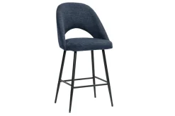 Tabourets de bar en tissu effet velours texturé bleu foncé H65 cm (lot de 2) COSETTE