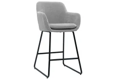 Tabourets de bar en tissu effet velours gris H65 cm (lot de 2) AMIKA