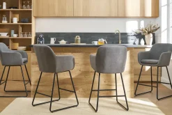 Tabourets de bar en tissu effet velours gris H65 cm (lot de 2) AMIKA