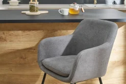 Tabourets de bar en tissu effet velours gris H65 cm (lot de 2) AMIKA