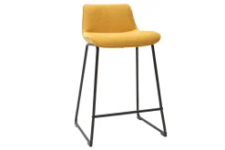 Tabourets de bar en tissu effet velours texturé jaune moutarde et métal H65 cm (lot de 2) BOOST
