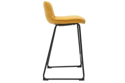 Tabourets de bar en tissu effet velours texturé jaune moutarde et métal H65 cm (lot de 2) BOOST